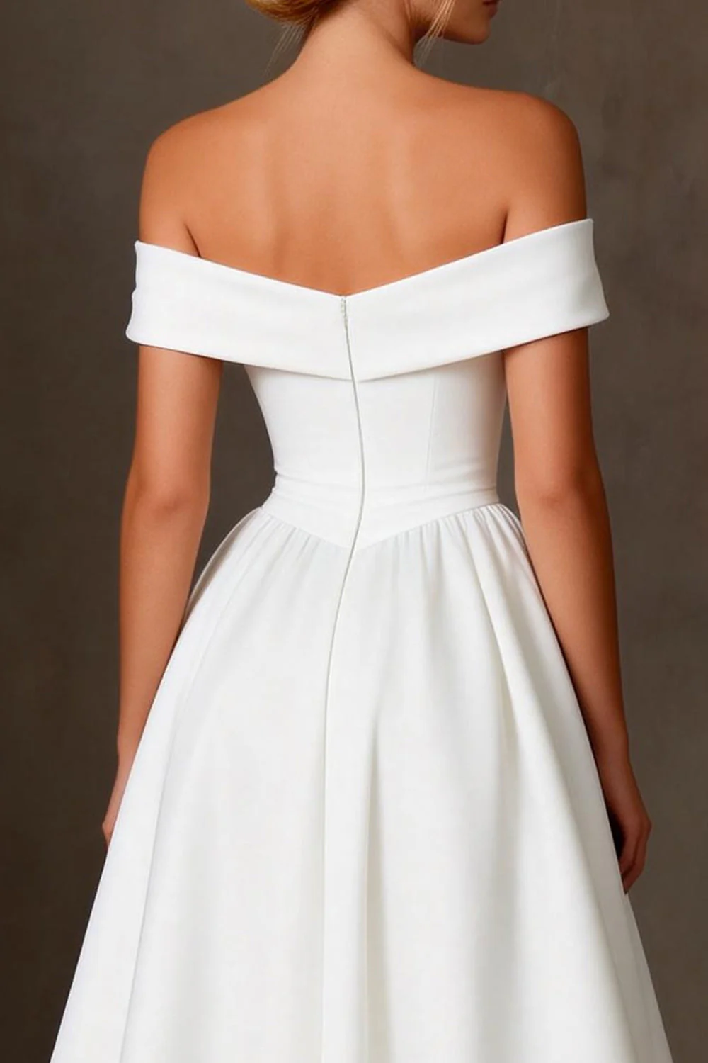 Off the Shoulder A-Line White Long Engagement Dress - Image 4