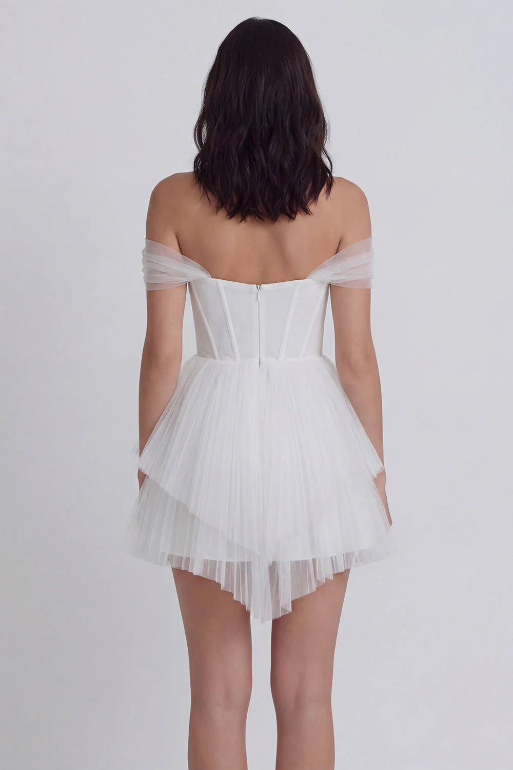 Off the Shoulder Corset A-Line Tulle Little White Dress - Image 2
