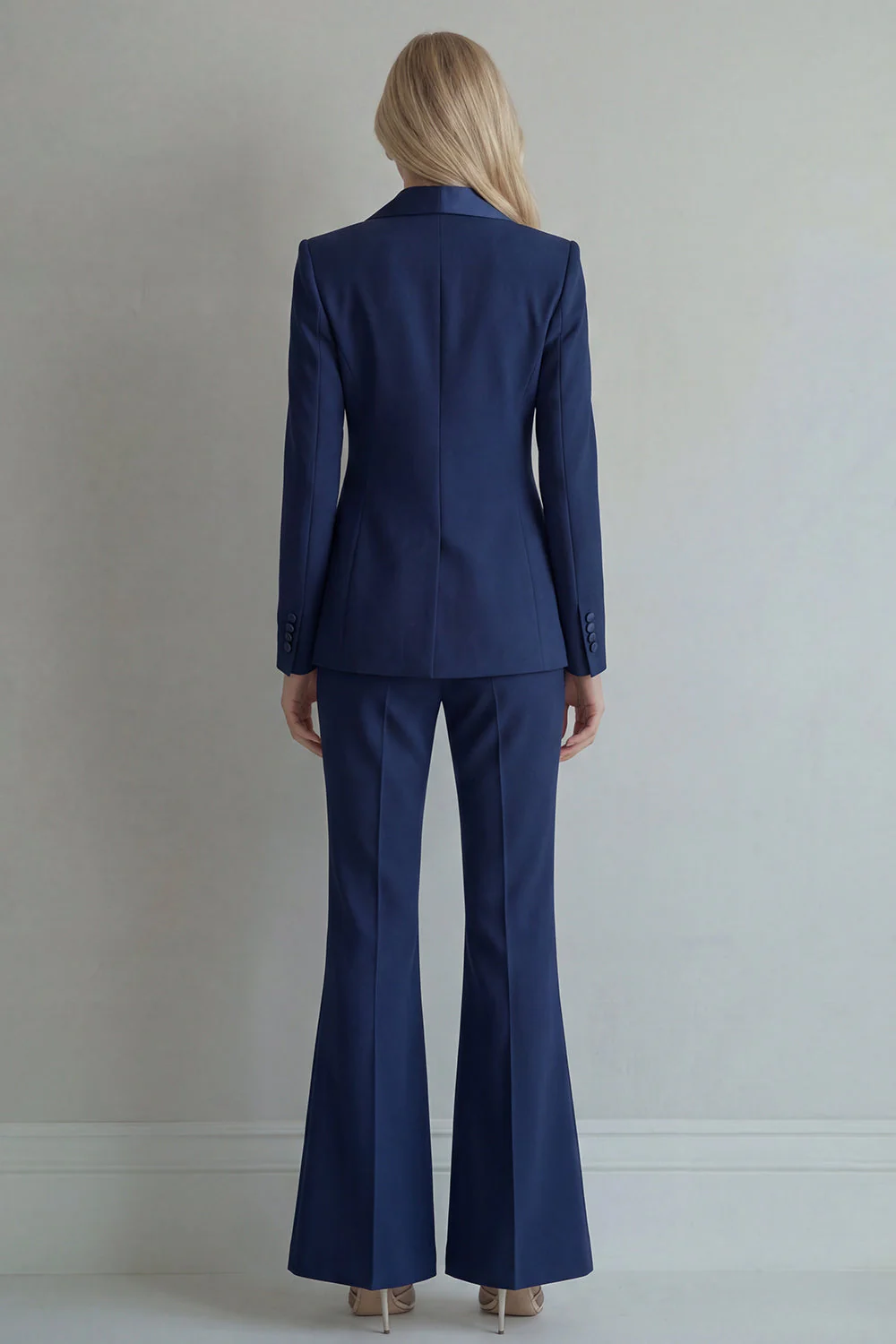 Peak Lapel Blue Double Breasted 2 Piece Women Prom Suits - Image 10