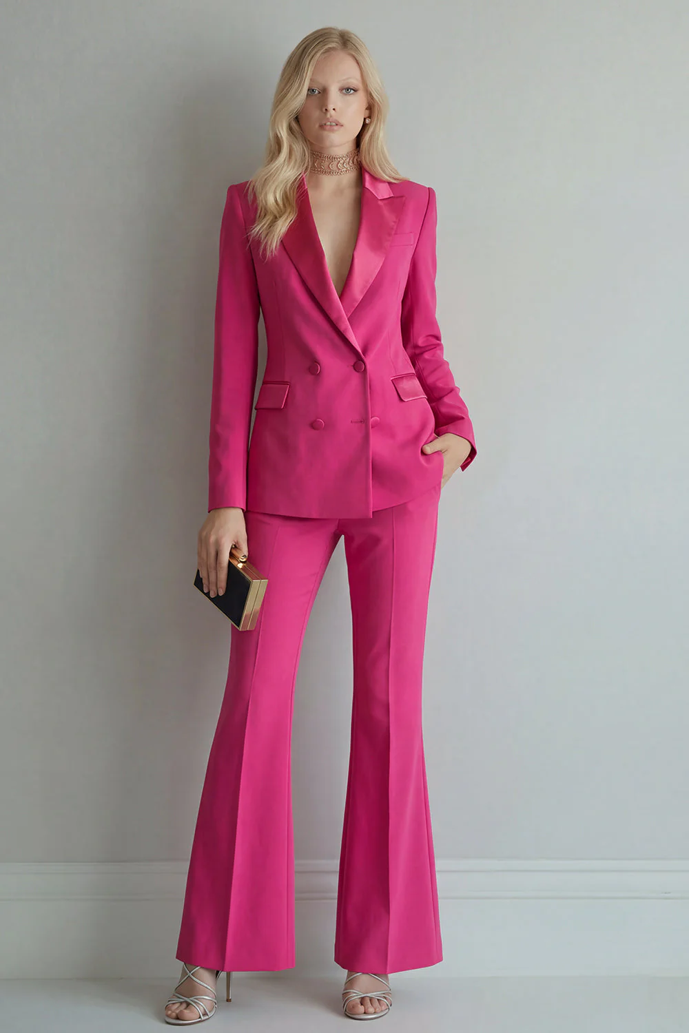 Peak Lapel Blue Double Breasted 2 Piece Women Prom Suits - Image 17