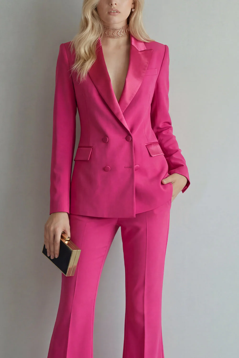 Peak Lapel Blue Double Breasted 2 Piece Women Prom Suits - Image 19