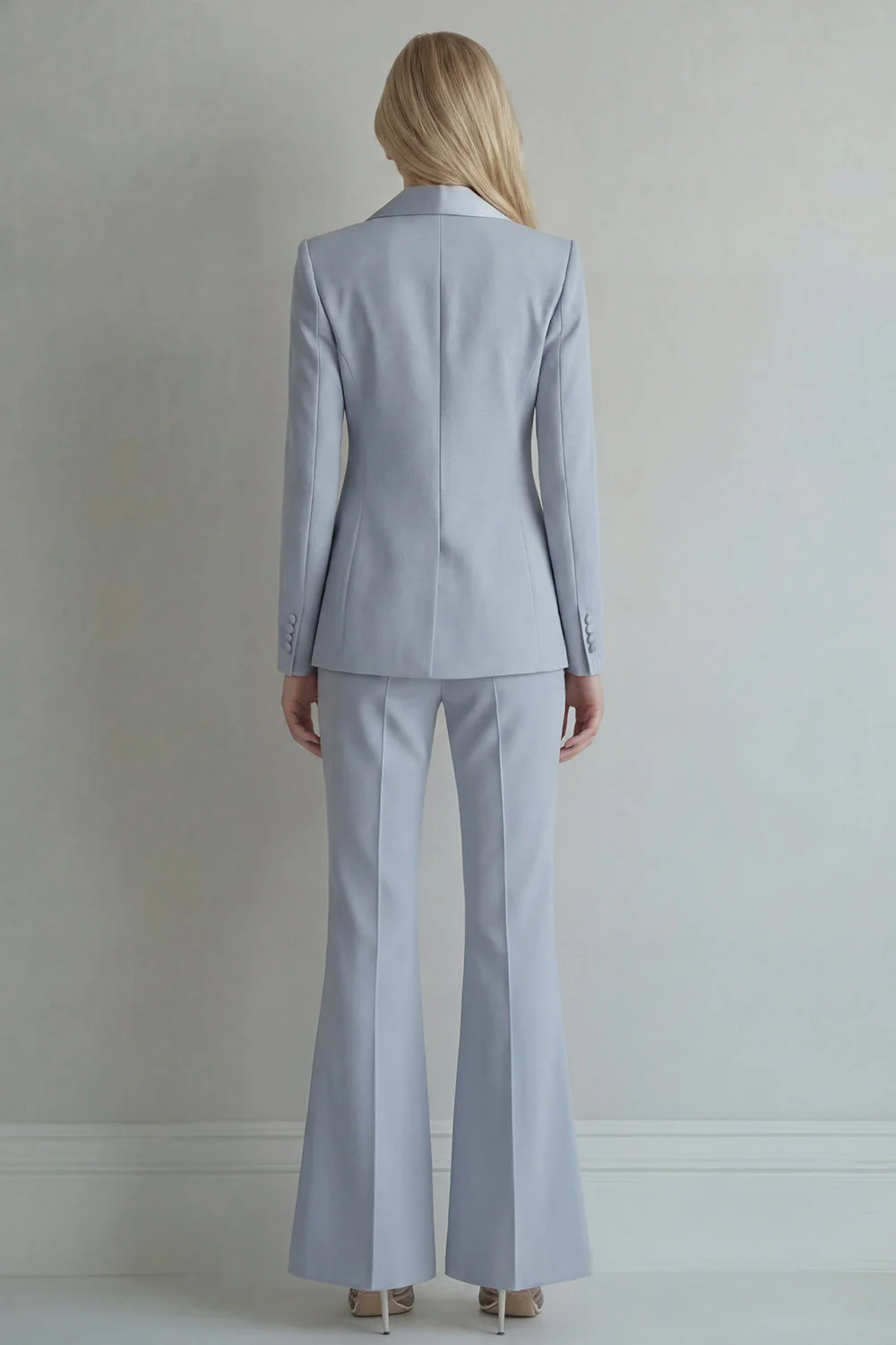 Peak Lapel Blue Double Breasted 2 Piece Women Prom Suits - Image 2