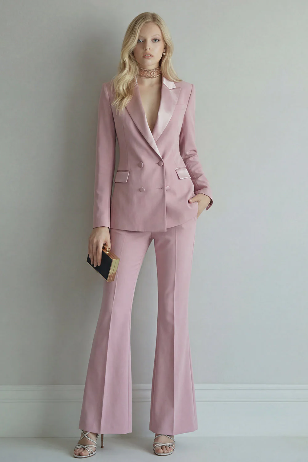 Peak Lapel Blue Double Breasted 2 Piece Women Prom Suits - Image 5