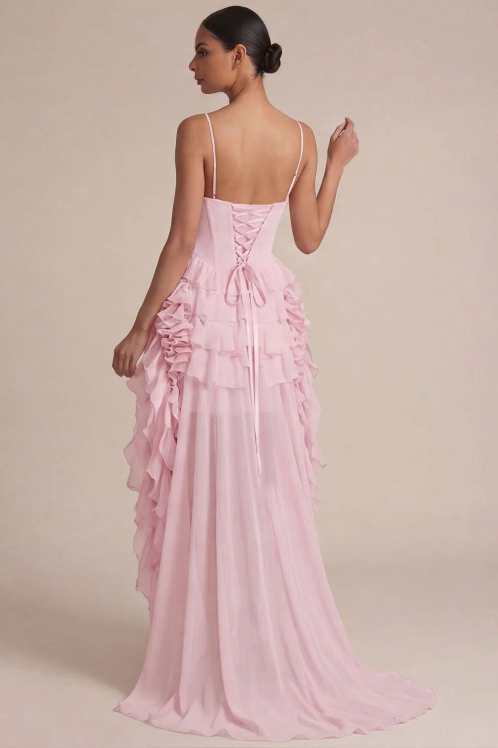 Pink Corset A Line Tiered Ruffle Mini Dress - Image 2