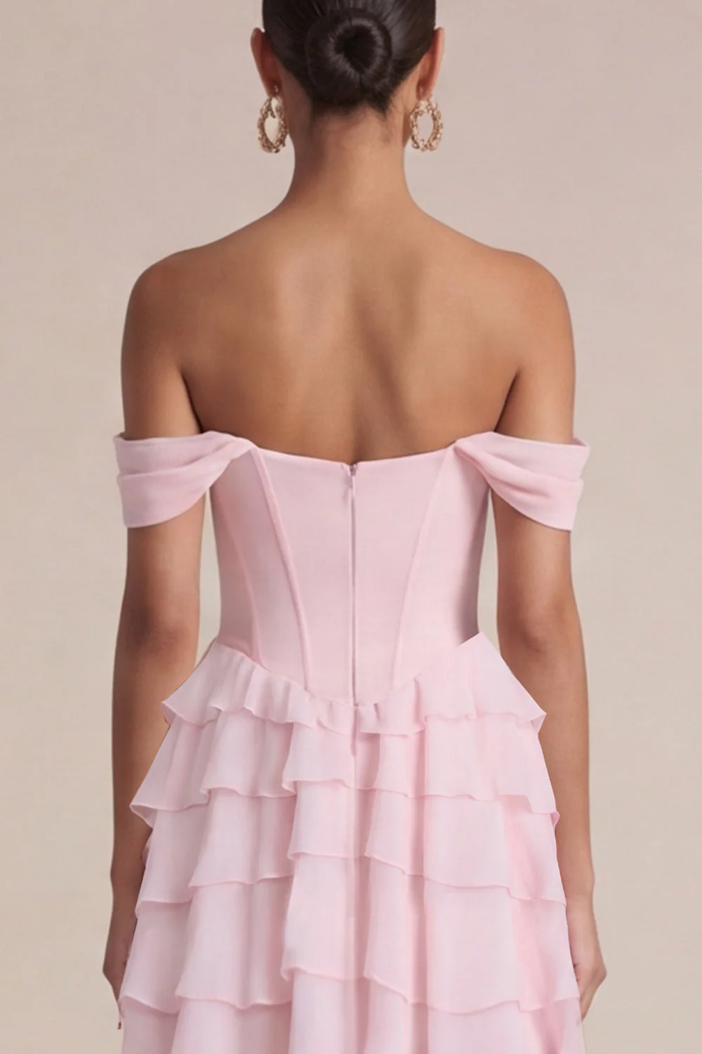 Pink Corset A Line Tiered Ruffle Mini Dress - Image 4