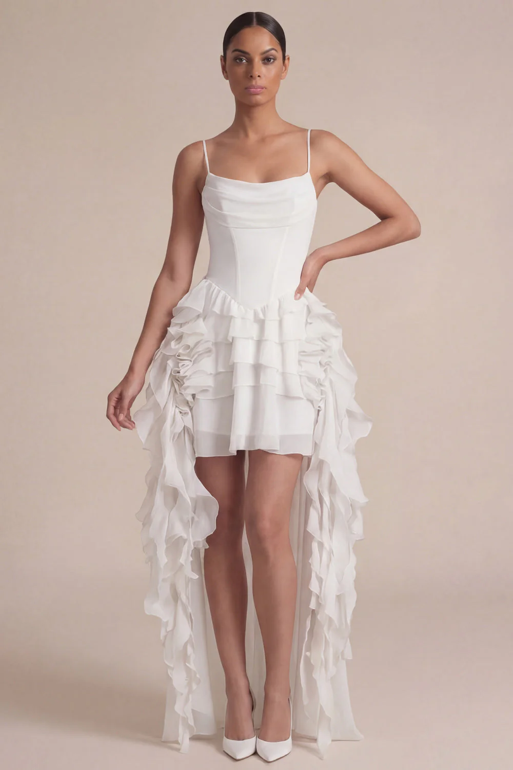 Pink Corset A Line Tiered Ruffle Mini Dress - Image 5