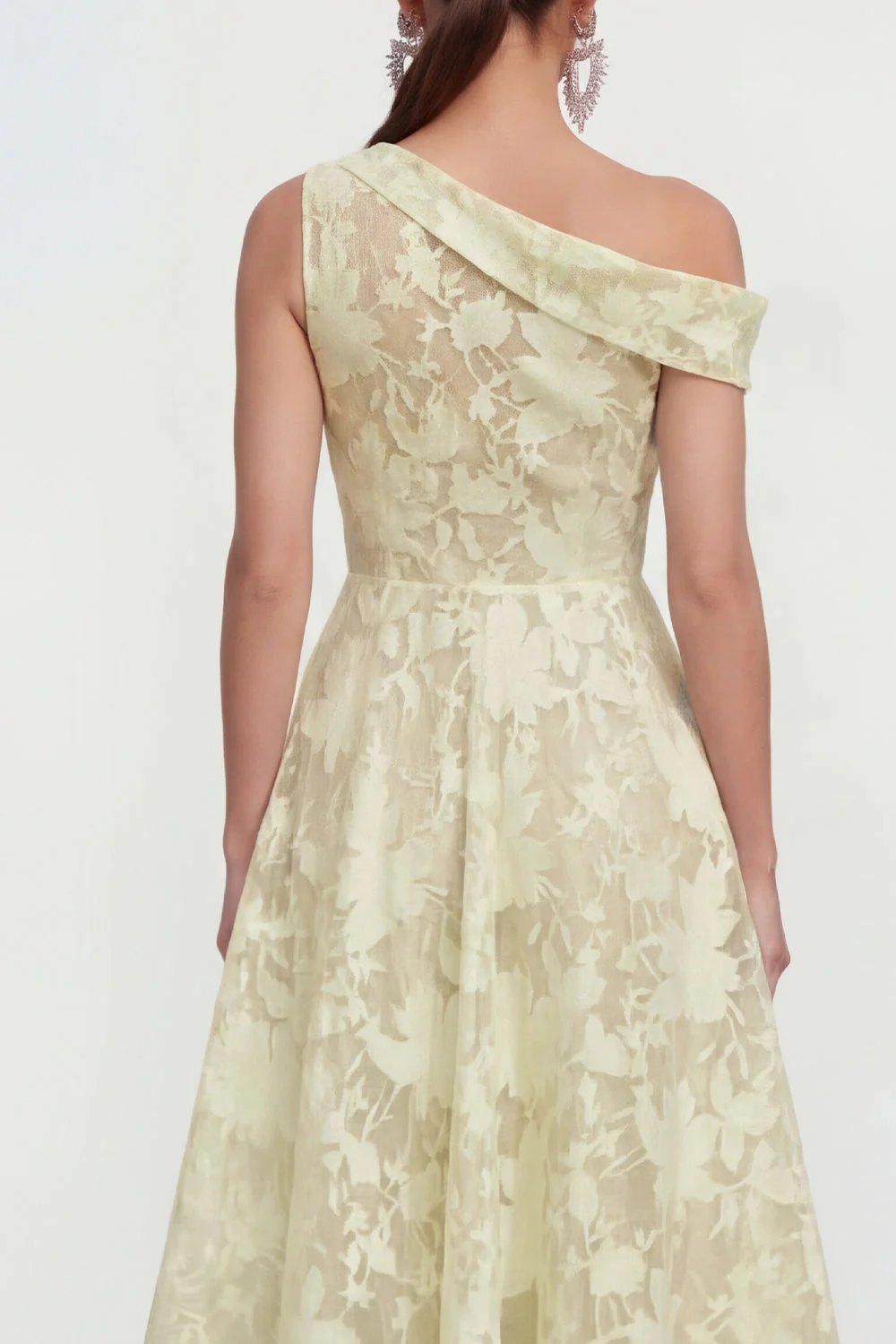 Pink One Shoulder A-Line Midi Floral Dress - Image 16