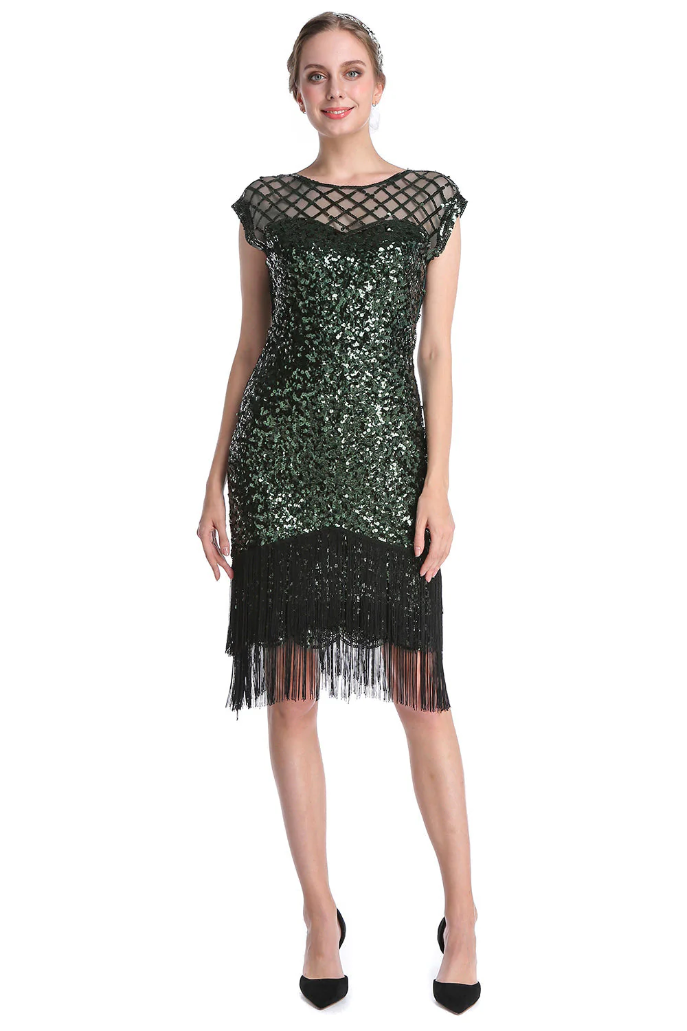 Pink Sequin Gatsby 1920s Flapper Dress - Image 7