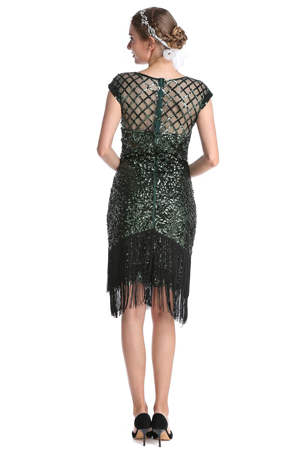 Pink Sequin Gatsby 1920s Flapper Dress - Image 8
