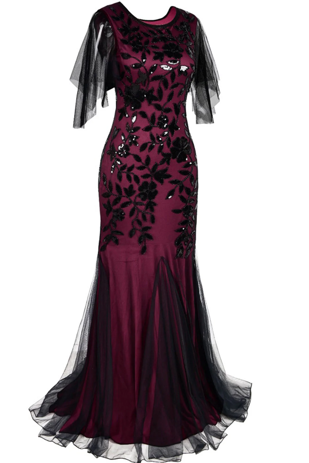 Plus Size Long 1920s Flapper Dress with Sequin - Image 3
