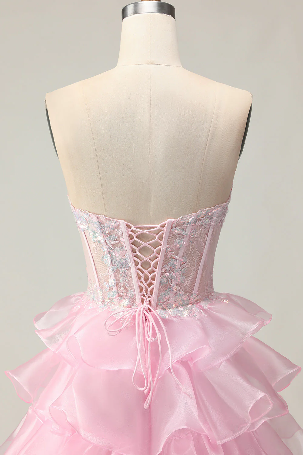 Princess Blue Sweetheart Corset Tiered Sequins Long Prom Dress with Lace Up Back - Image 11