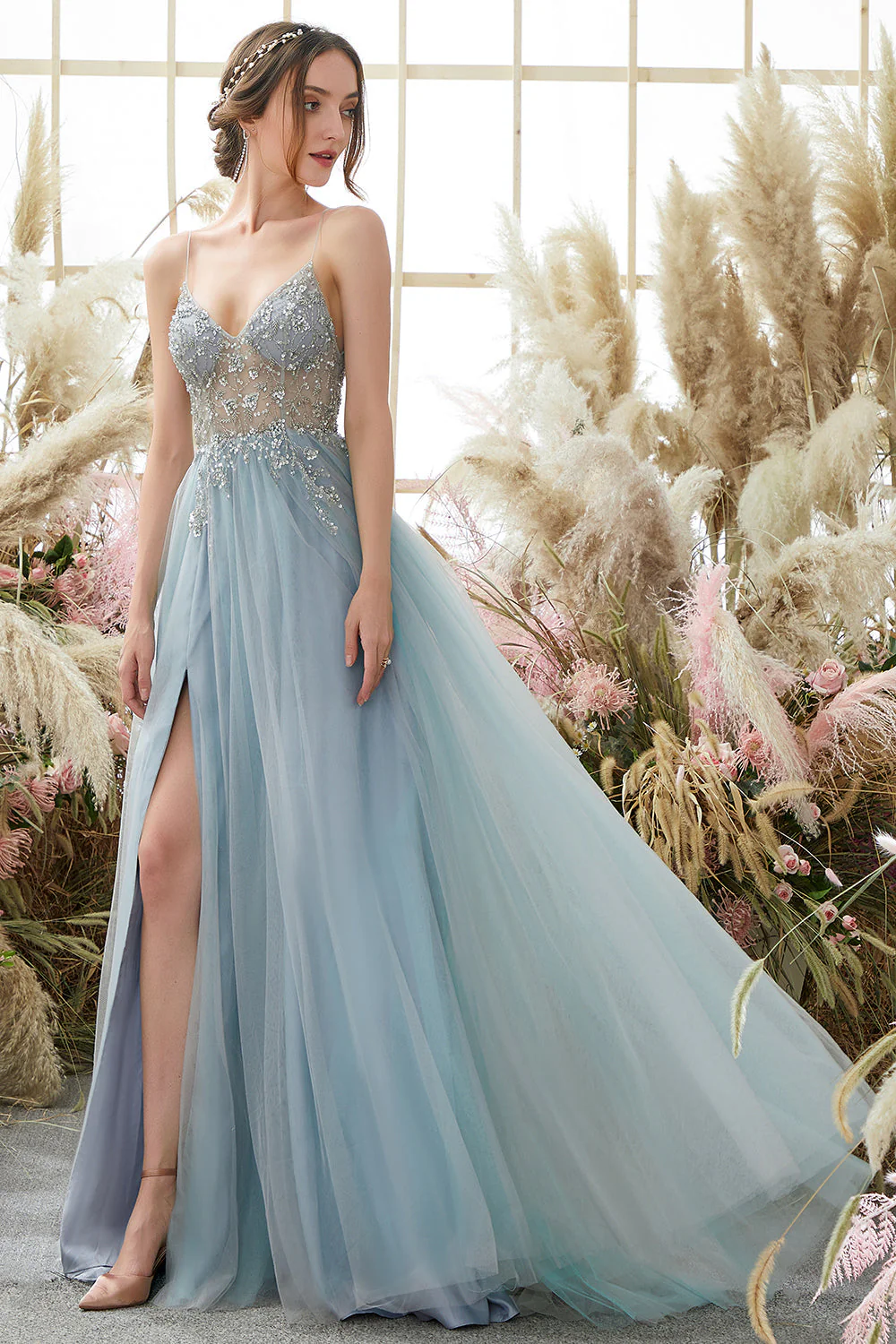Purple Beading Tulle Prom Dress - Image 10