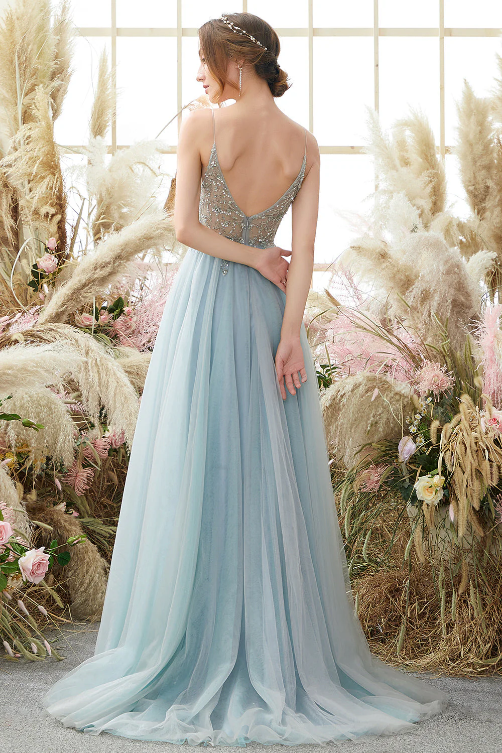 Purple Beading Tulle Prom Dress - Image 11
