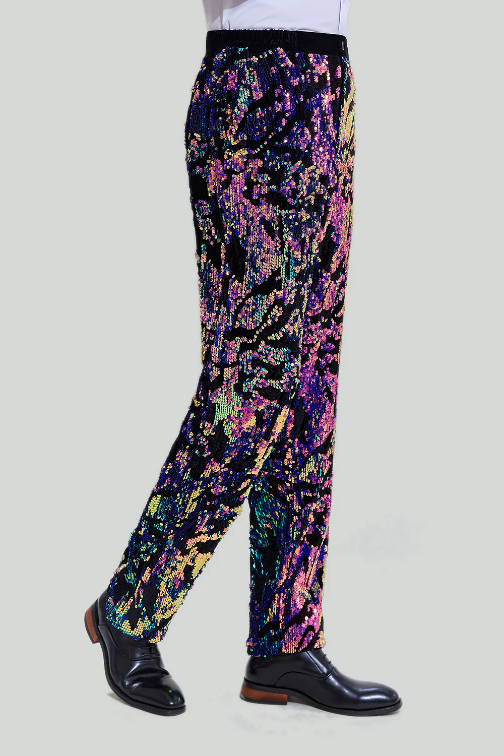 Purple Sequins Mens Two-Piece Suit Shawl Lapel One Button Tuxedo - Image 4