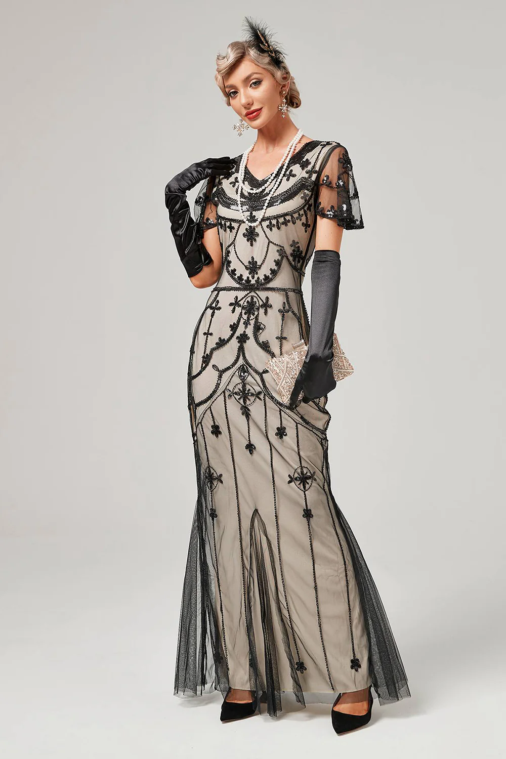 Red Sequins Long 1920s Dress - Image 9