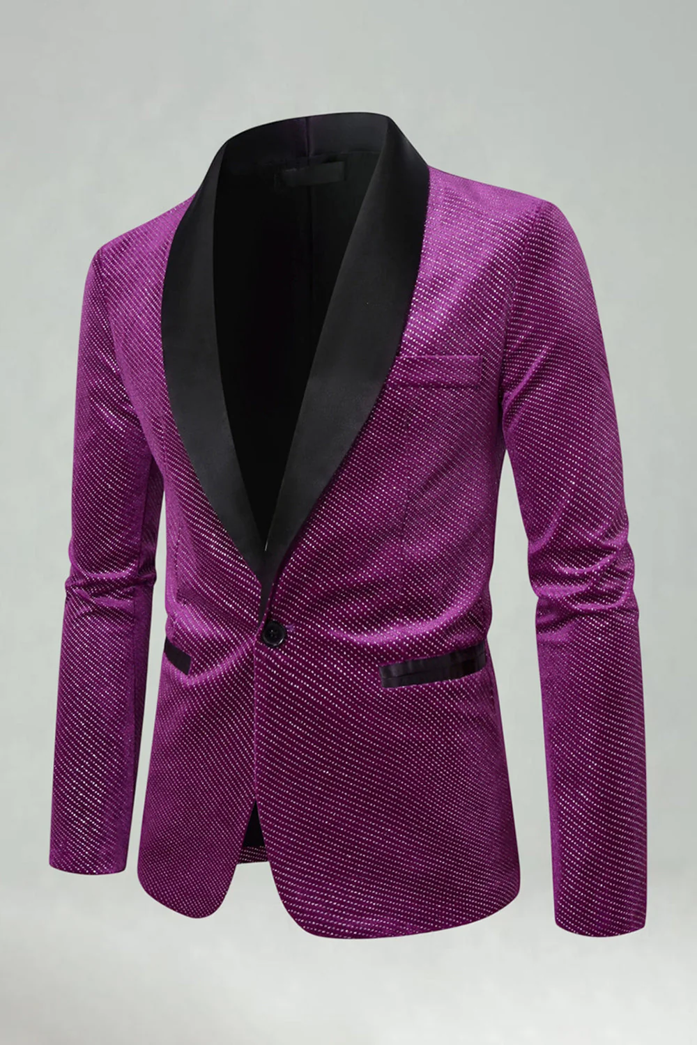 Red Shawl Lapel Beaded One Button Men's Prom Blazer - Image 9