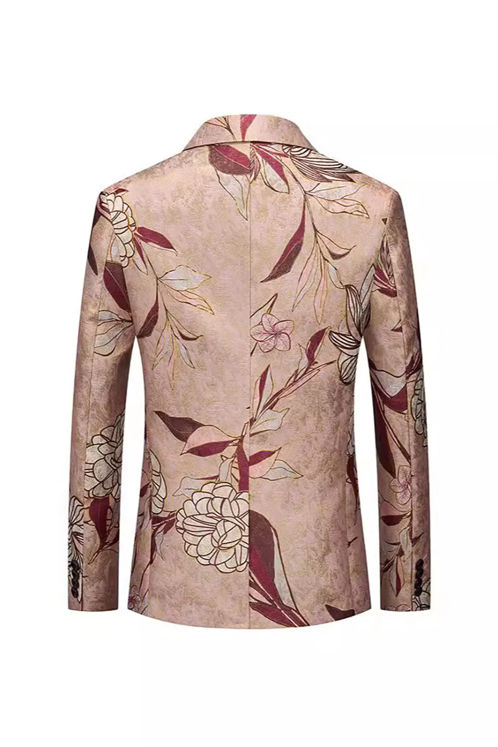 Rose Gold Single Breasted Notched Lapel Printed Men's Prom Blazer - Image 2