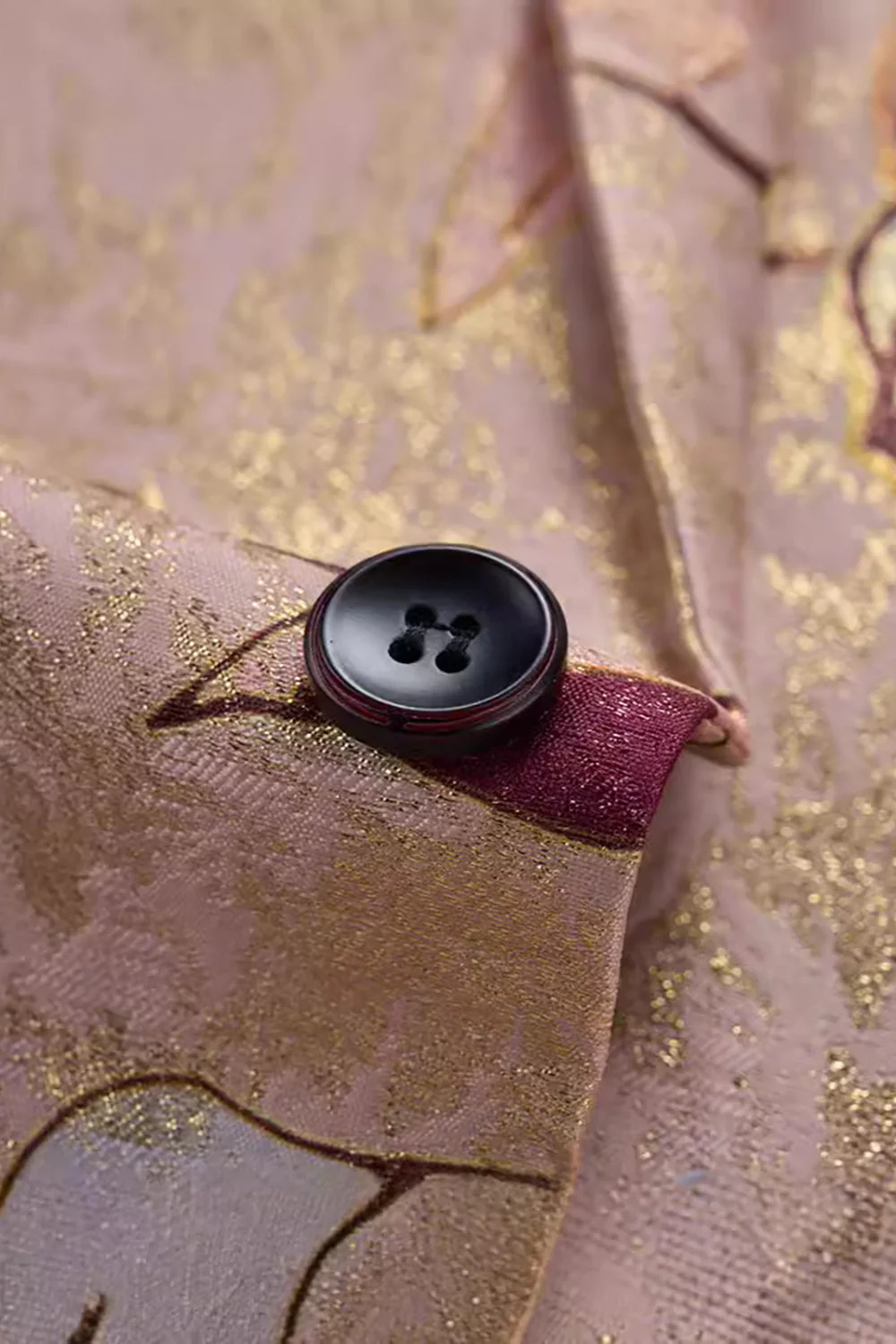 Rose Gold Single Breasted Notched Lapel Printed Men's Prom Blazer - Image 3
