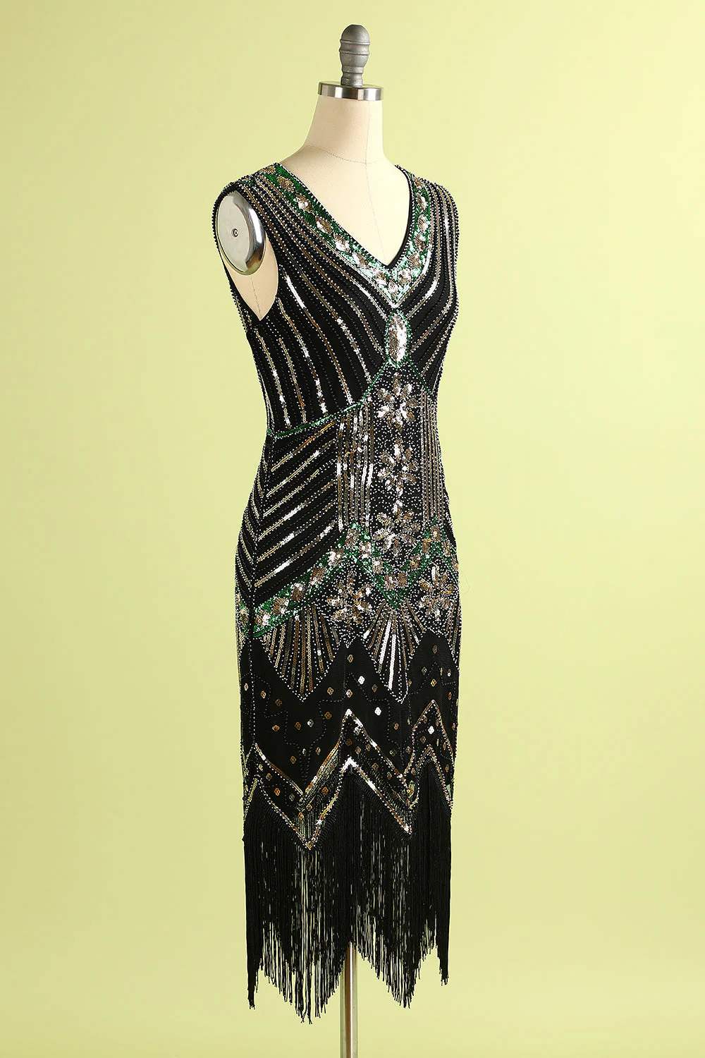 Royal Blue Glitter Fringe Gatsby 1920s Flapper Dress - Image 10