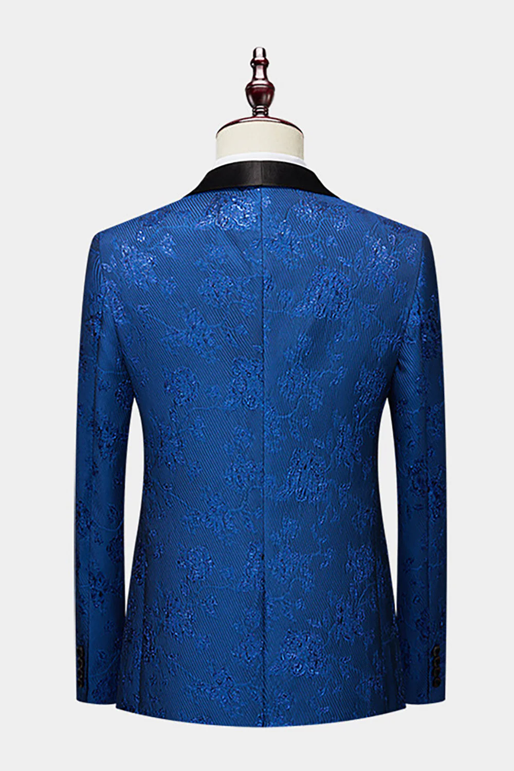 Royal Blue Shawl Lapel Jacquard 2 Pieces Men Suits - Image 2