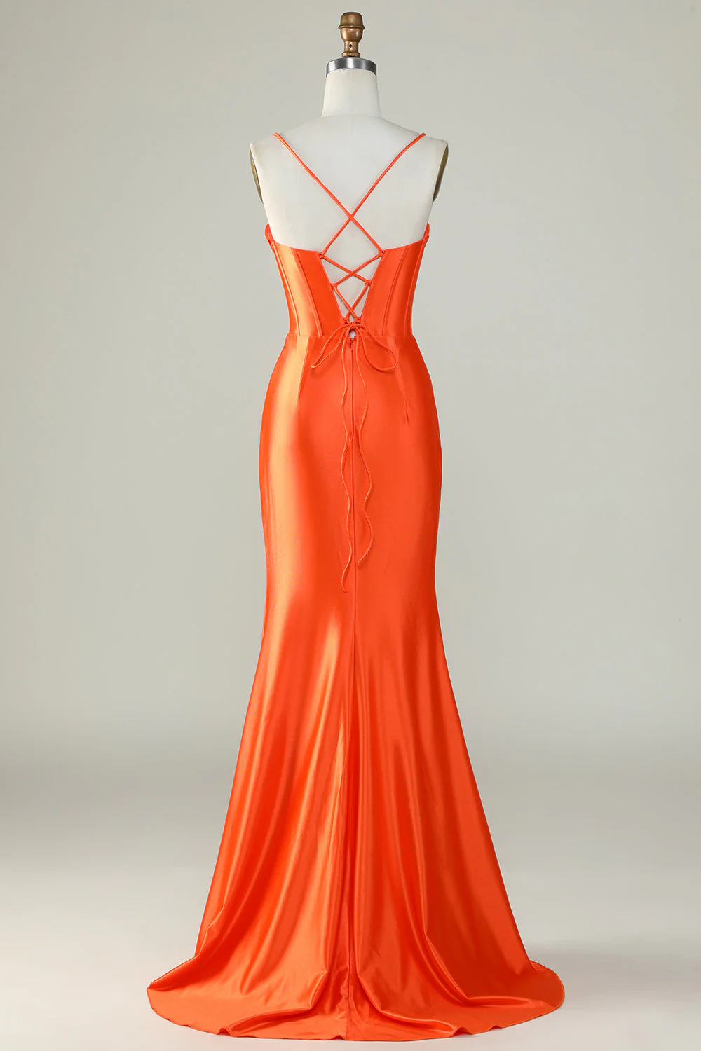 Royal Blue Spaghetti Straps Mermaid Long Prom Dress With Slit - Image 10
