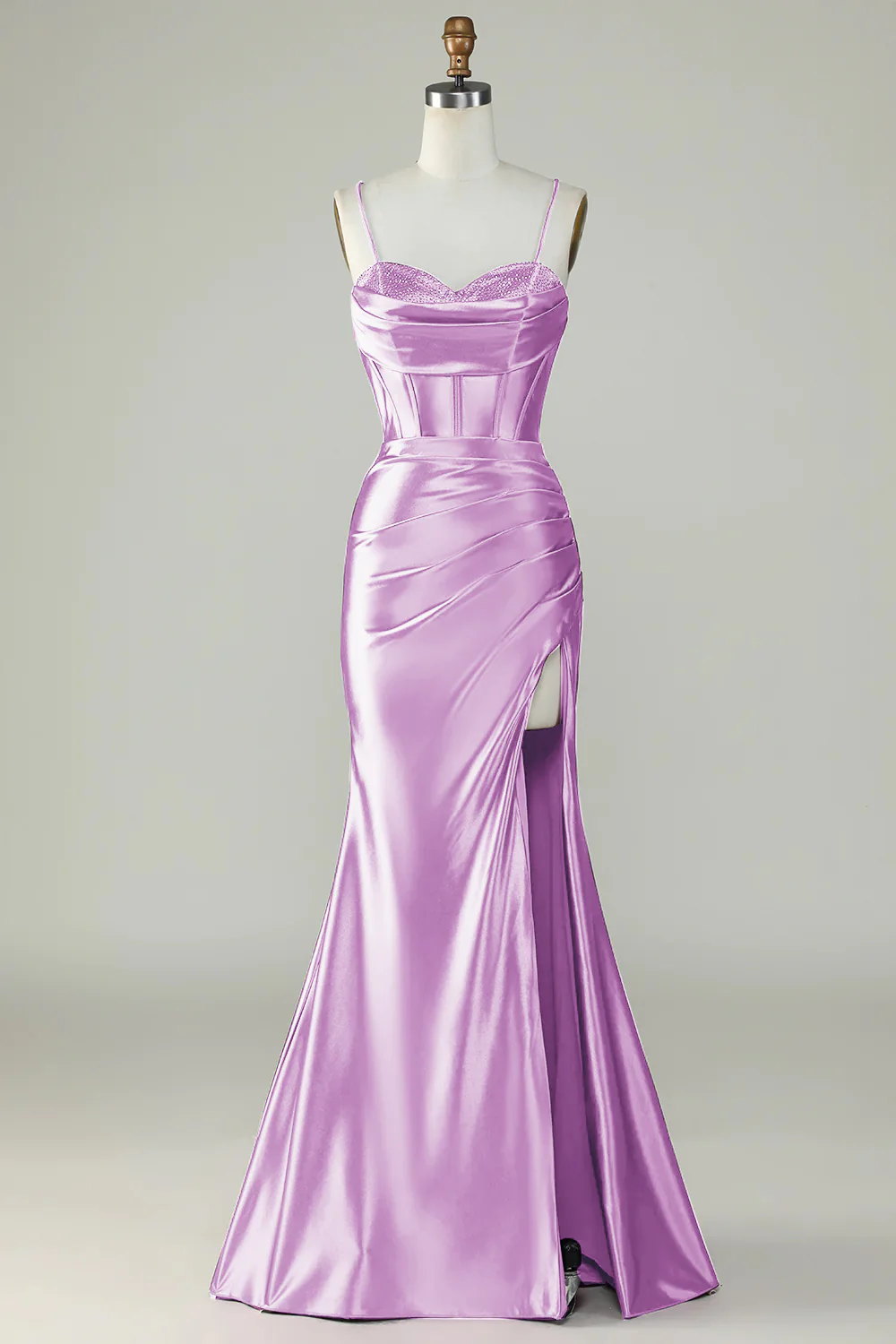 Royal Blue Spaghetti Straps Mermaid Long Prom Dress With Slit - Image 11