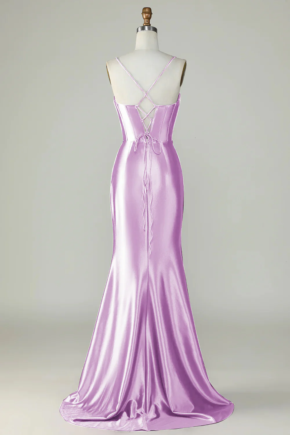 Royal Blue Spaghetti Straps Mermaid Long Prom Dress With Slit - Image 12