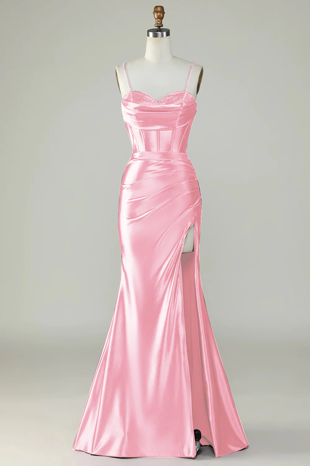 Royal Blue Spaghetti Straps Mermaid Long Prom Dress With Slit - Image 13
