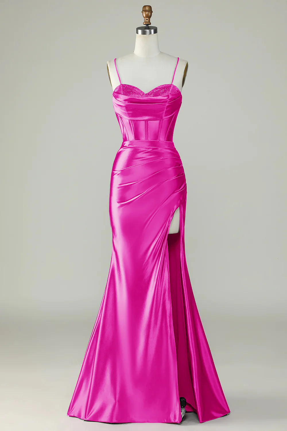 Royal Blue Spaghetti Straps Mermaid Long Prom Dress With Slit - Image 15