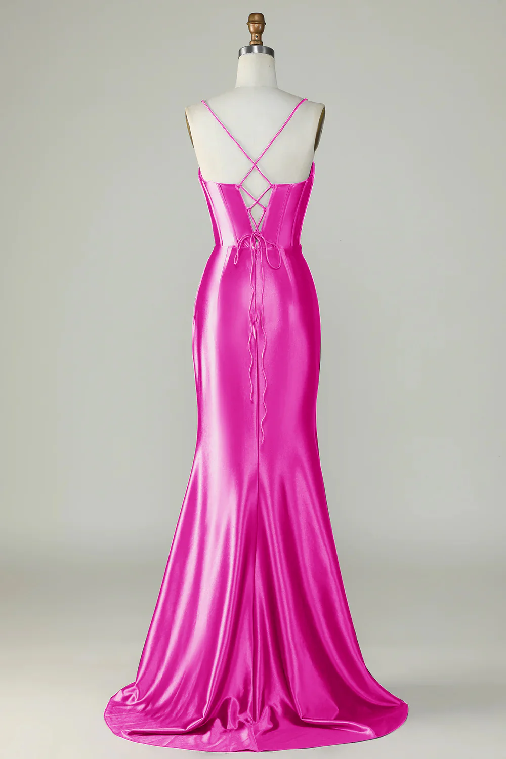 Royal Blue Spaghetti Straps Mermaid Long Prom Dress With Slit - Image 16