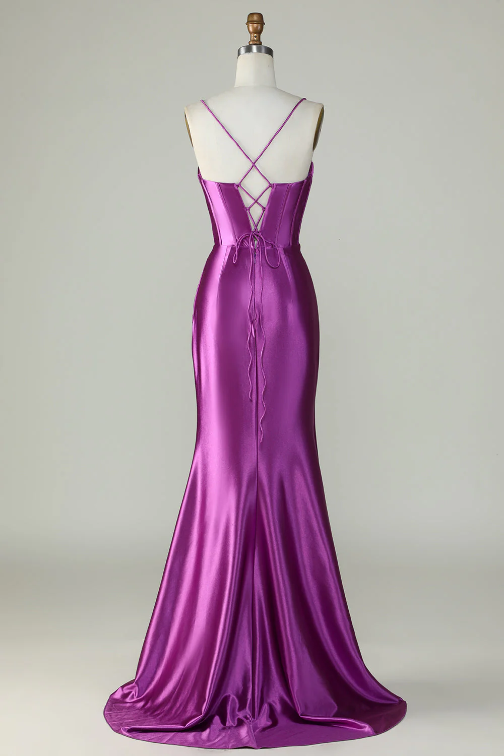 Royal Blue Spaghetti Straps Mermaid Long Prom Dress With Slit - Image 8