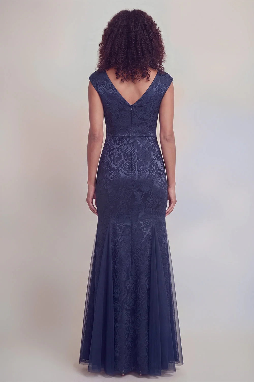 Sage Green Floral V-Neck Mermaid Long Mother of The Bride Dress with Slit - Image 10