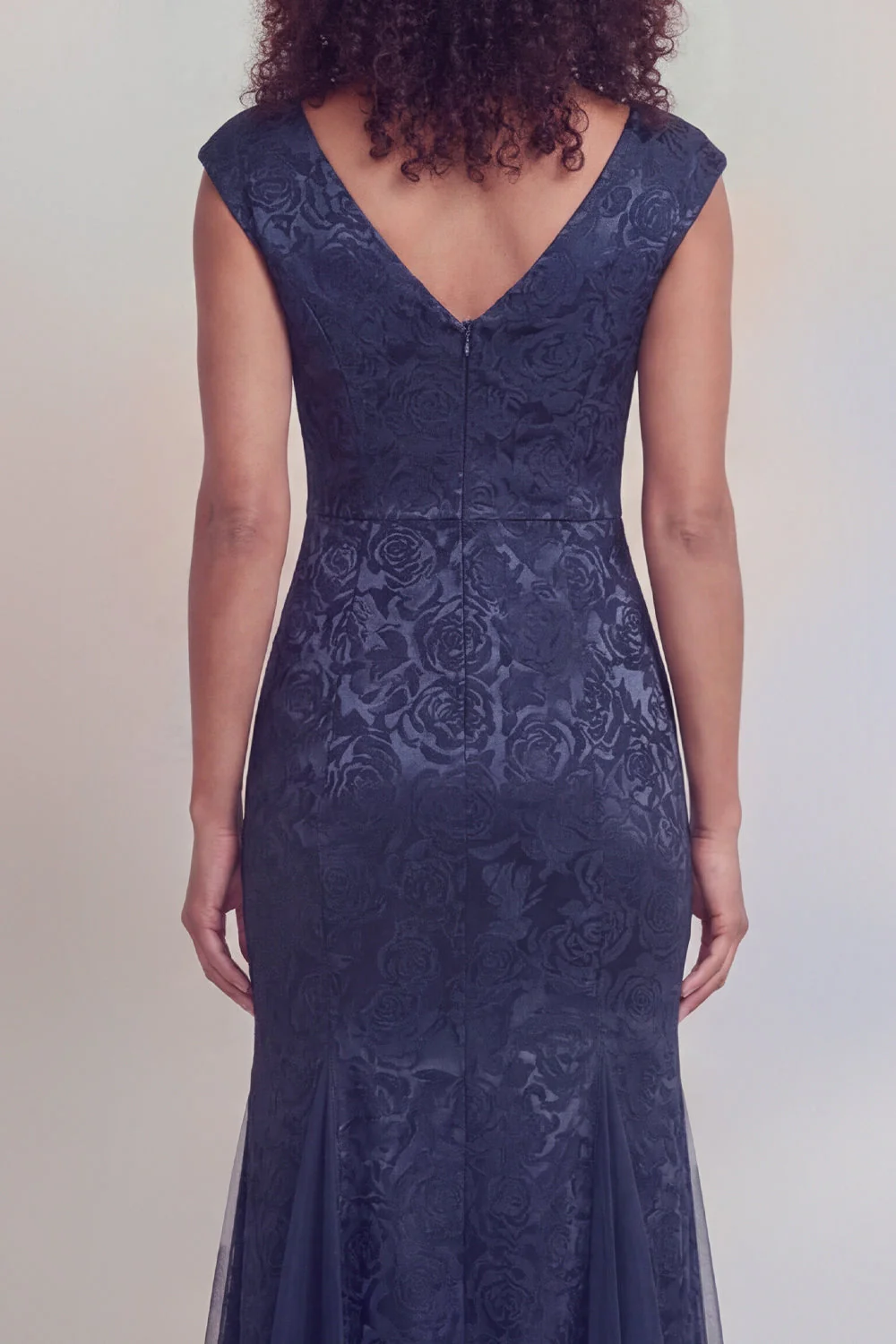 Sage Green Floral V-Neck Mermaid Long Mother of The Bride Dress with Slit - Image 12