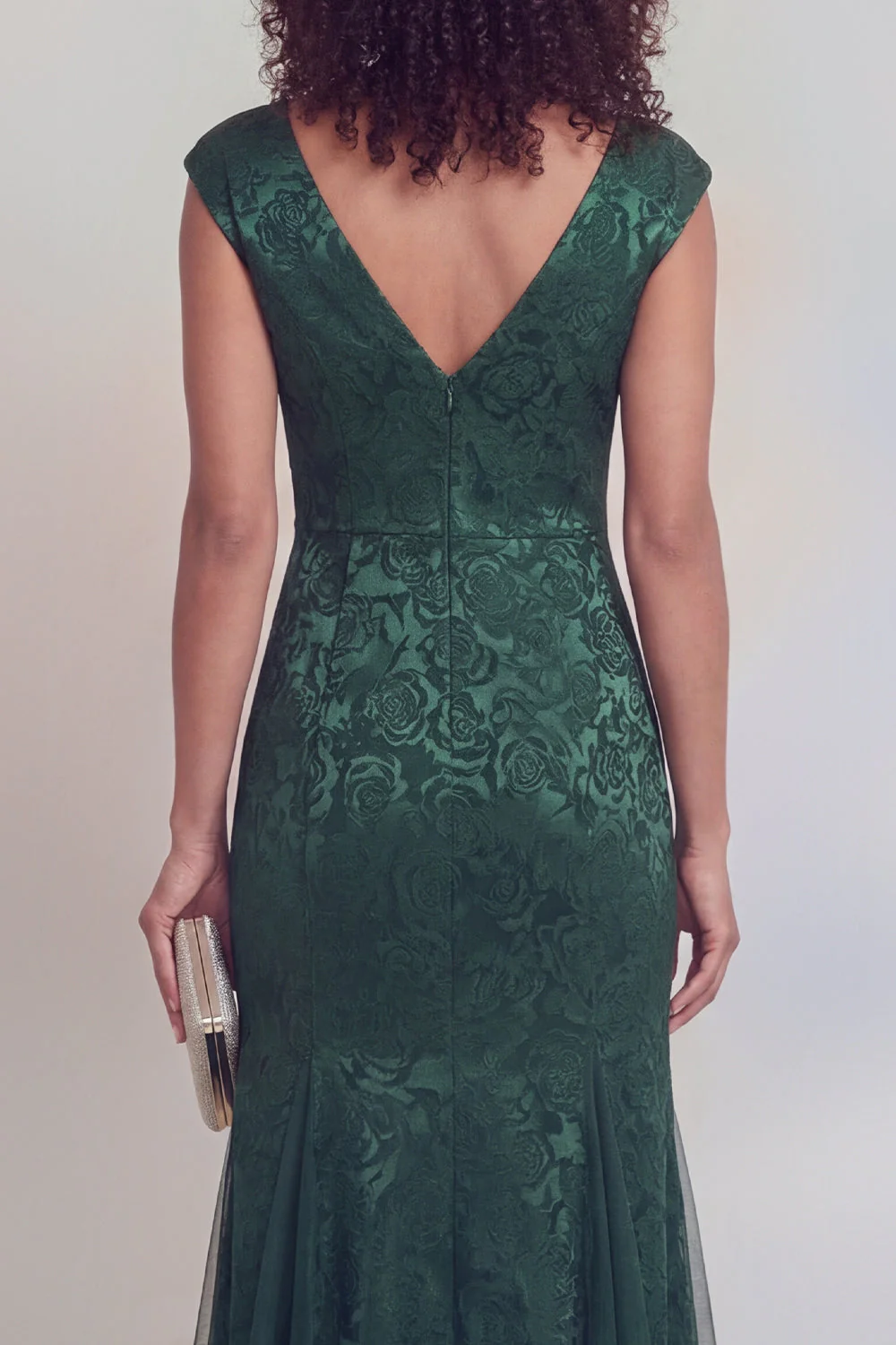 Sage Green Floral V-Neck Mermaid Long Mother of The Bride Dress with Slit - Image 8