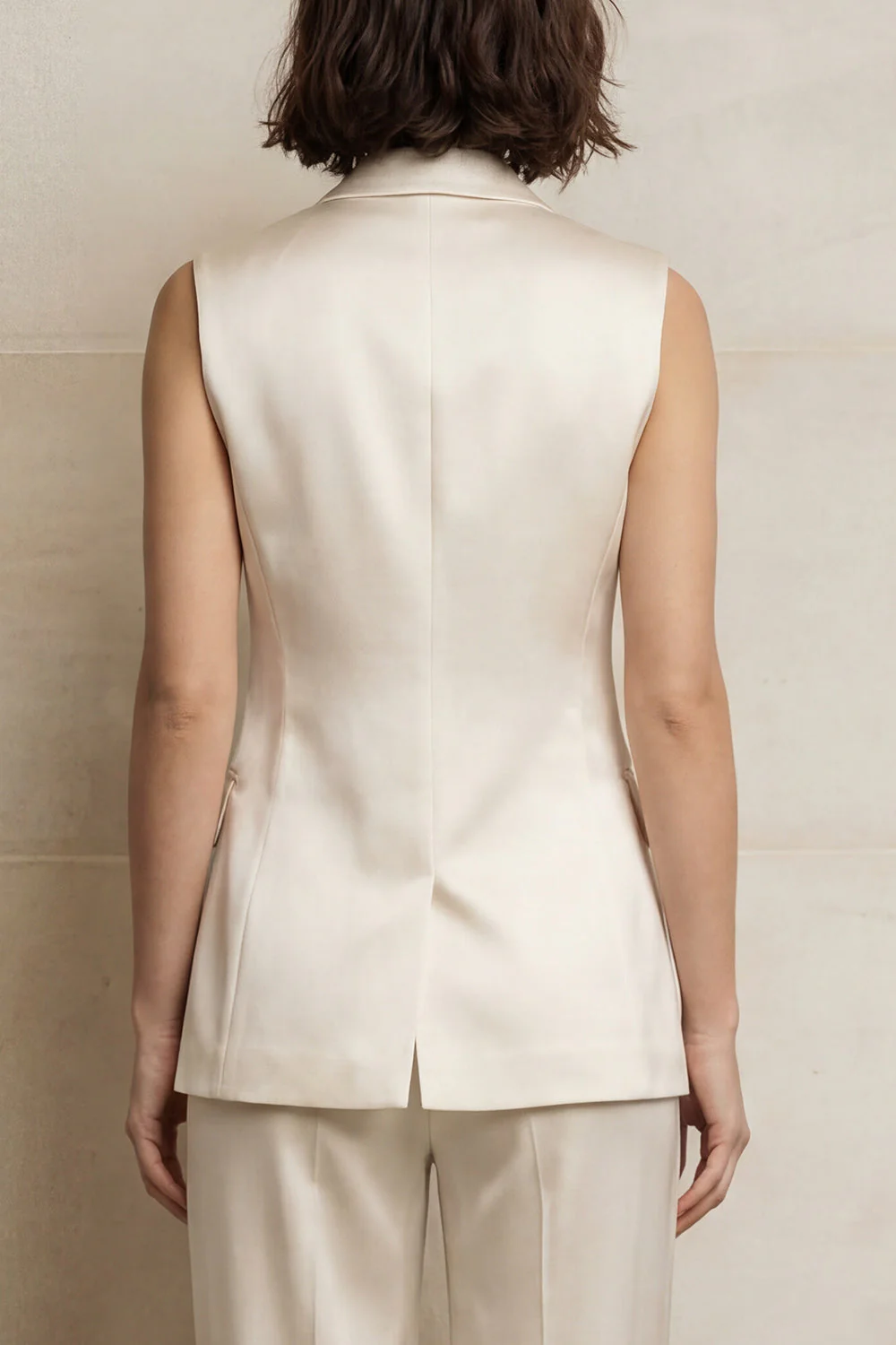 Blue 2 Piece Single Breasted Peak Lapel Sleeveless Women Suits - Image 9