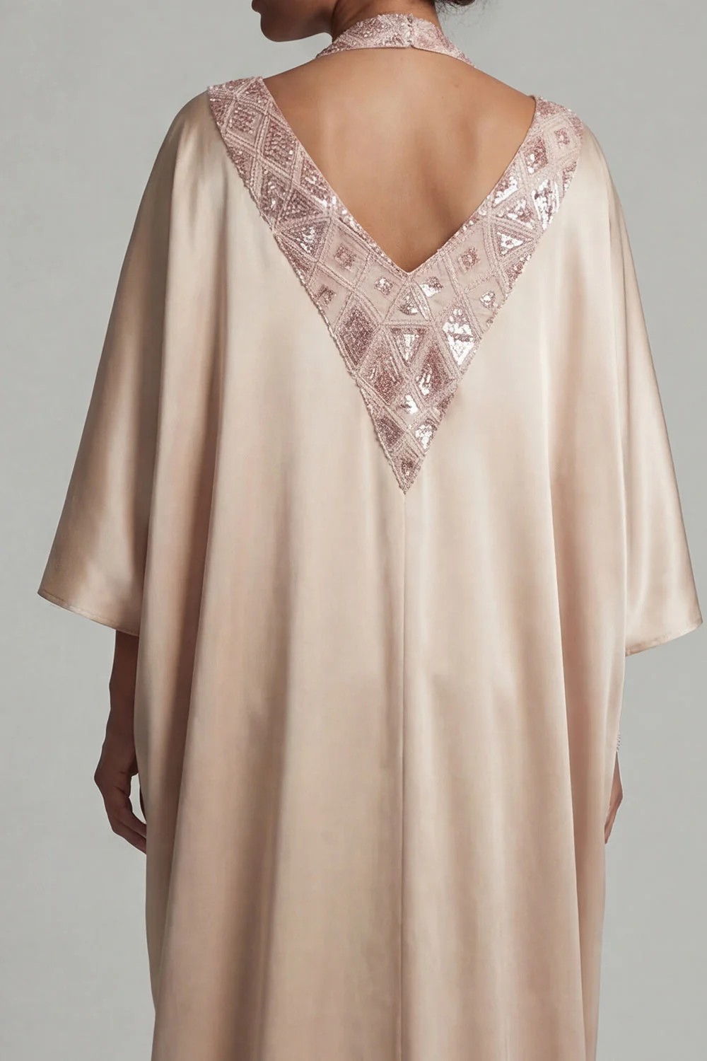 Champagne Halter Sheath Sequins Mother Of the Bride Dress with Slit - Image 5