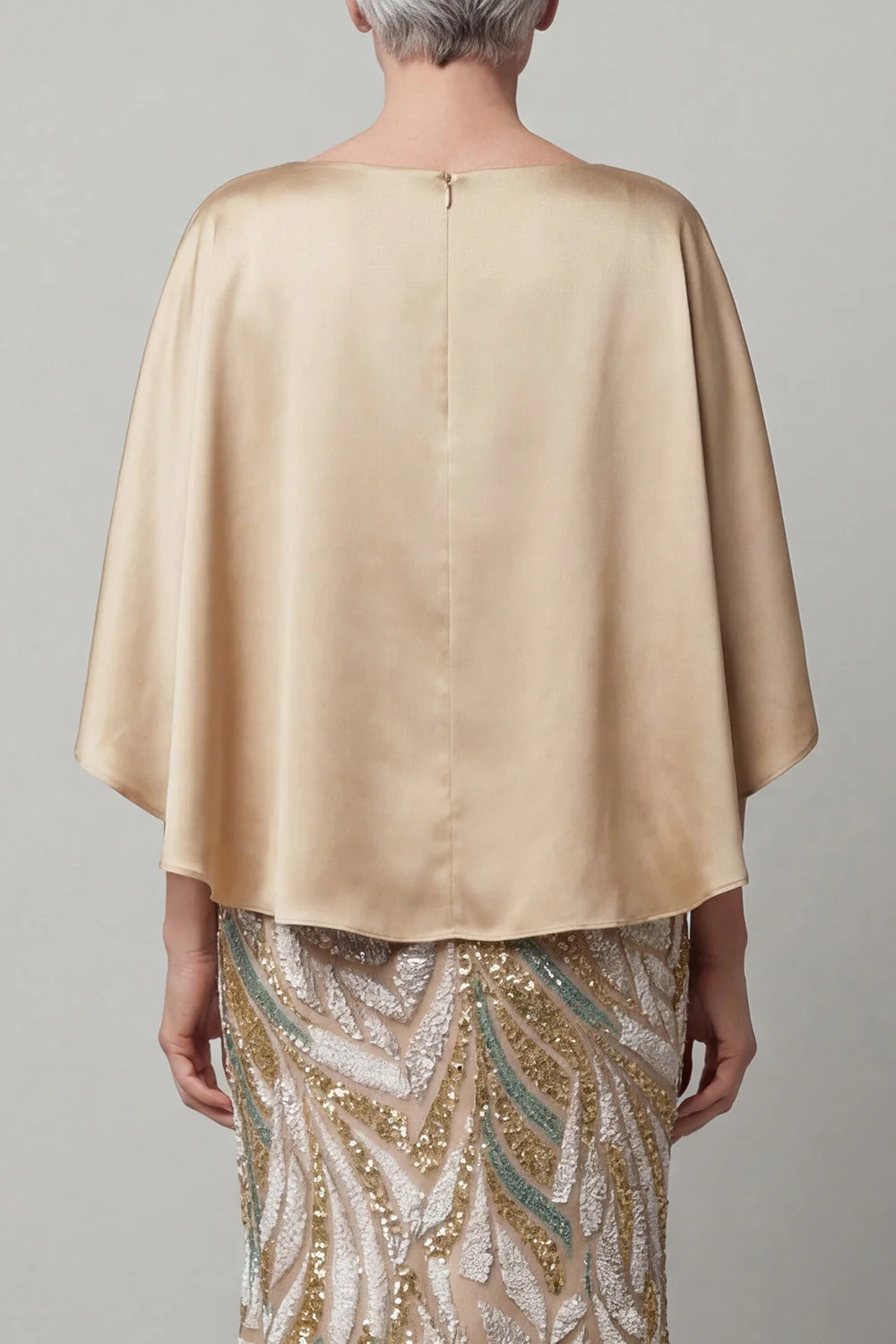 Champagne Mermaid 3/4 Sleeves Mother of the Bride Dress with Sequins - Image 4