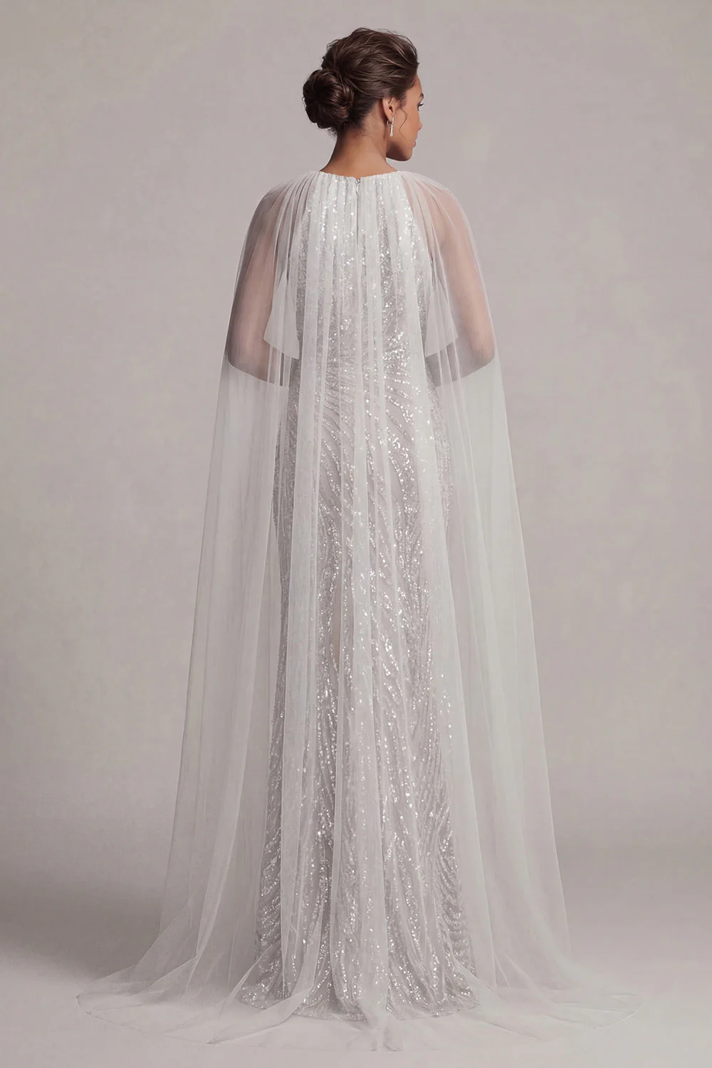 Sequin Ivory Mermaid Mother of the Bride Dress with Cap Sleeves - Image 2