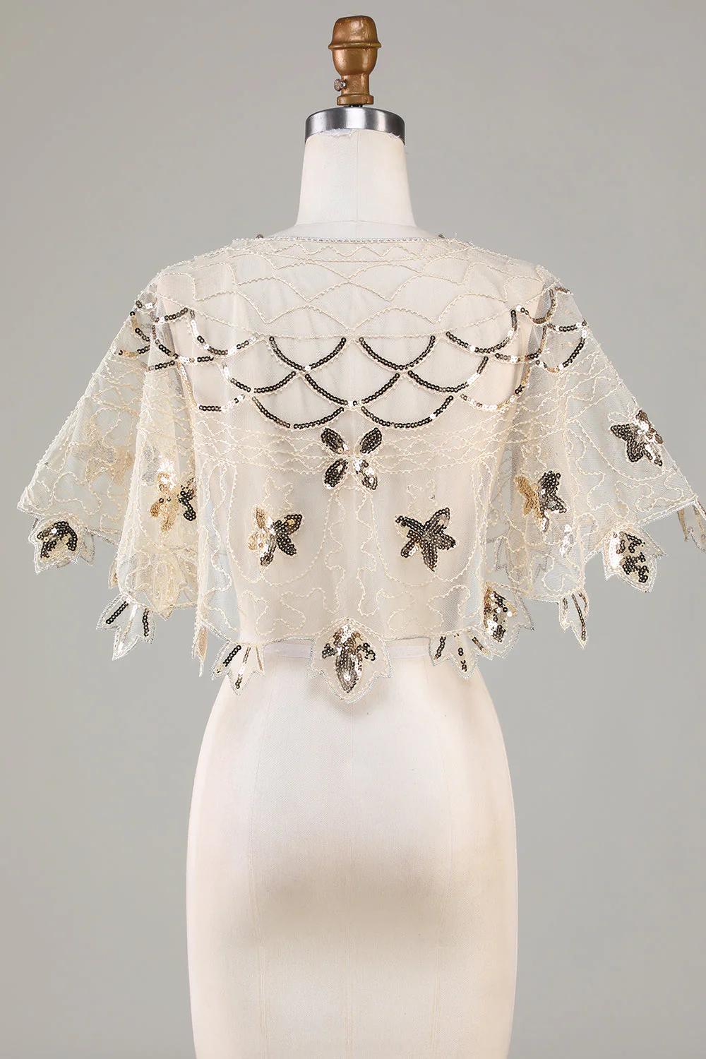 Sequins Black Glitter 1920s Cape with Beading - Image 6