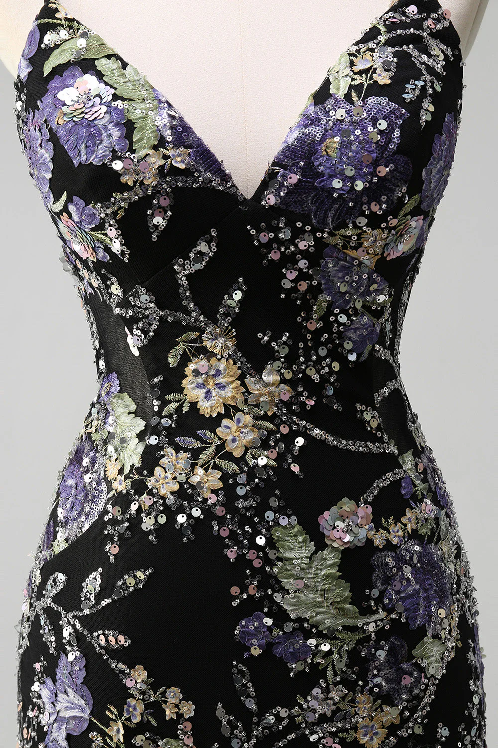 Sequins Mermaid Spaghetti Straps Pink Prom Dress with Appliques - Image 13