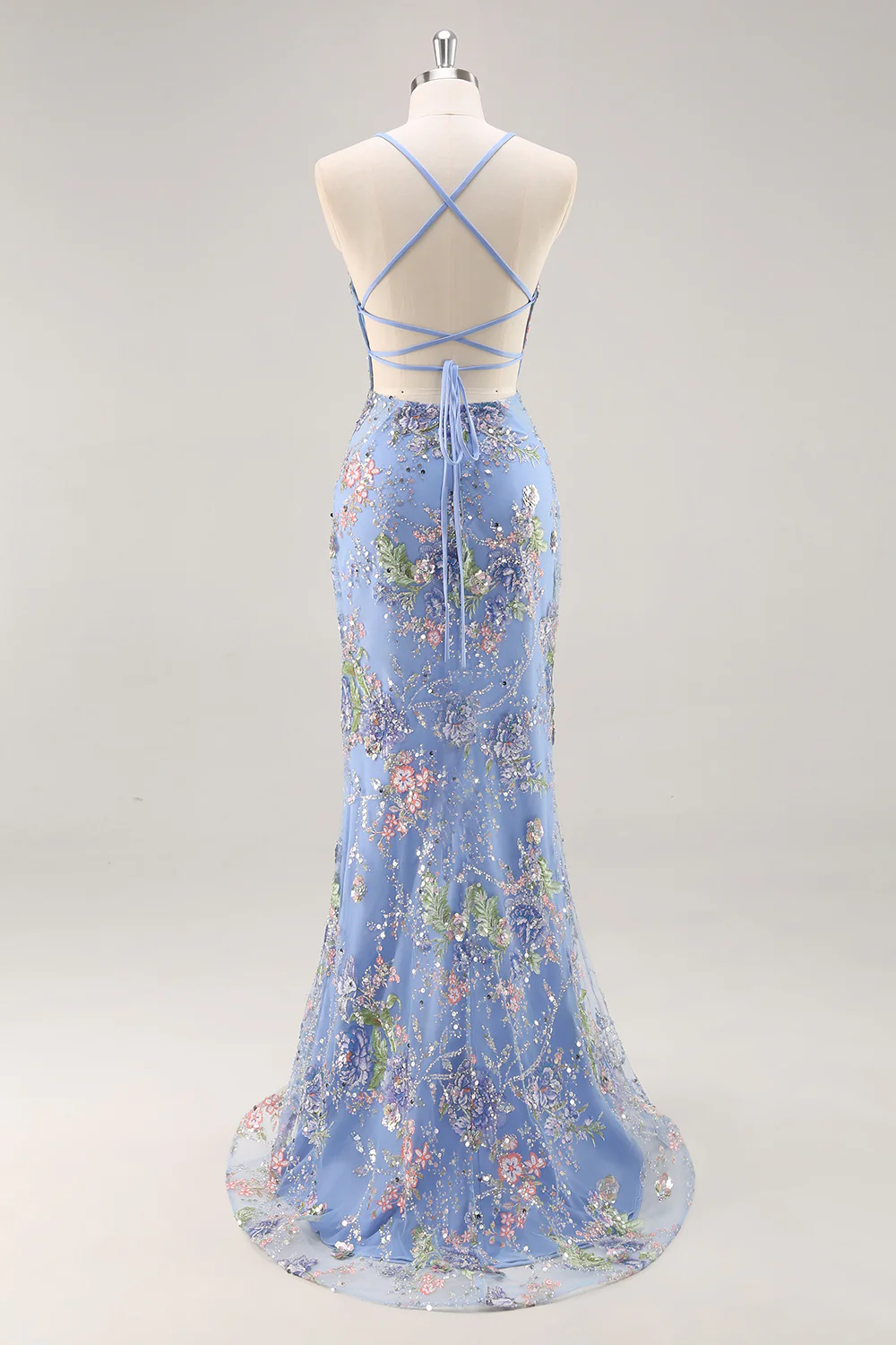 Sequins Mermaid Spaghetti Straps Pink Prom Dress with Appliques - Image 15