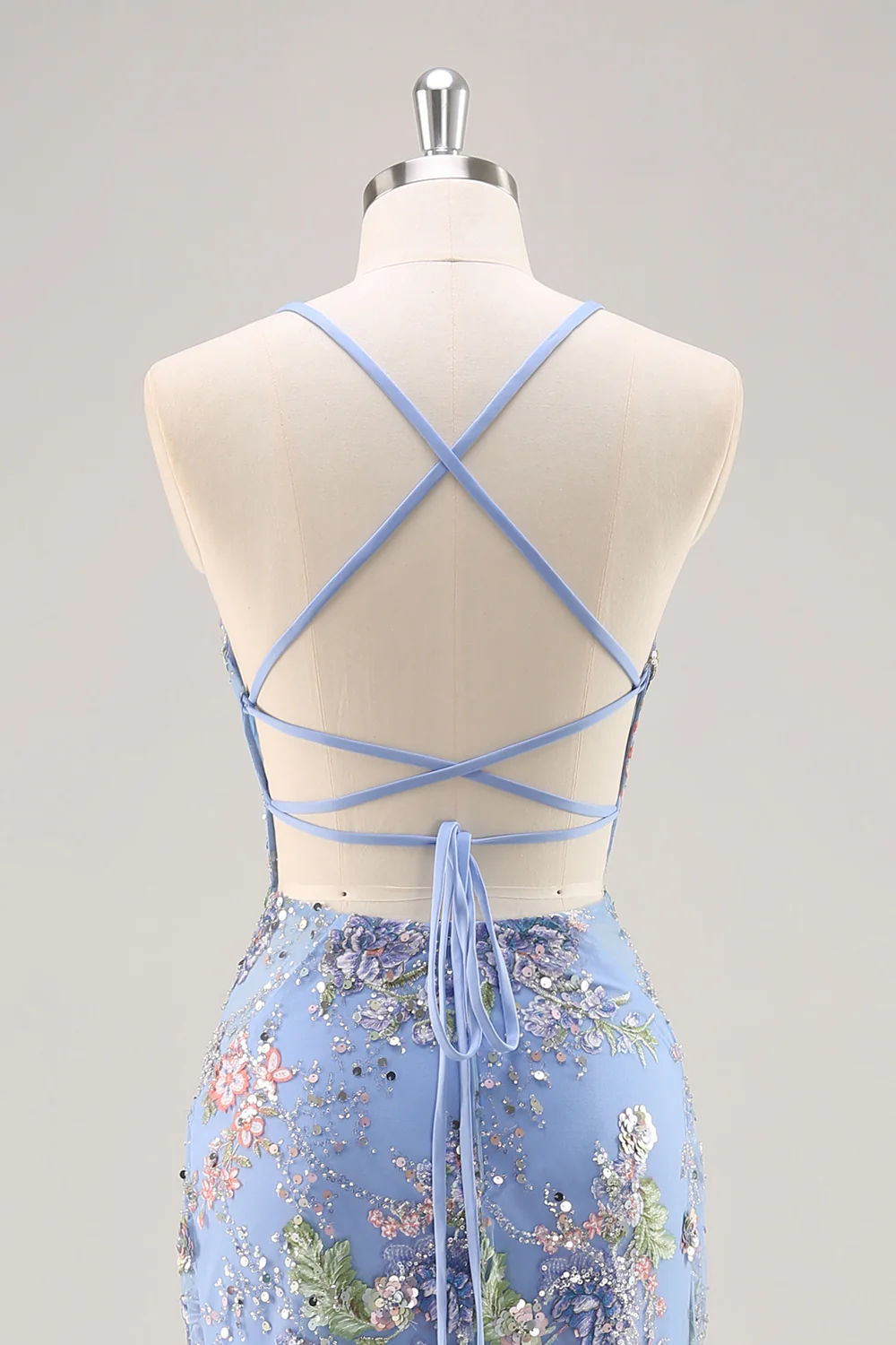 Sequins Mermaid Spaghetti Straps Pink Prom Dress with Appliques - Image 18