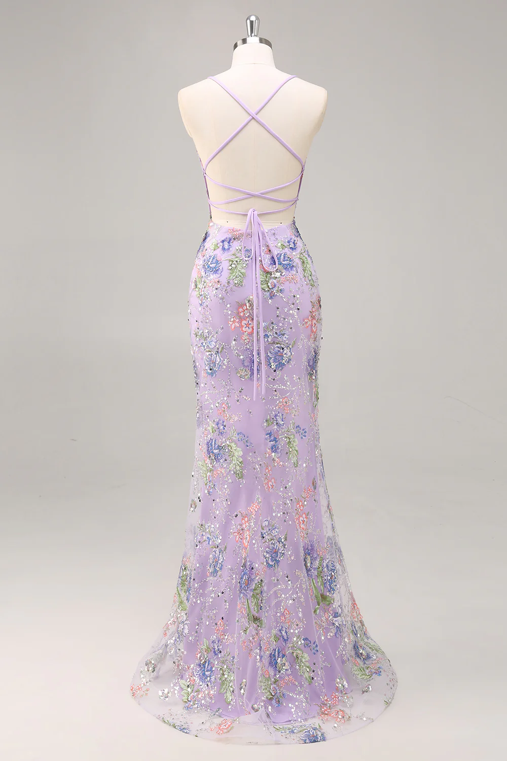 Sequins Mermaid Spaghetti Straps Pink Prom Dress with Appliques - Image 21