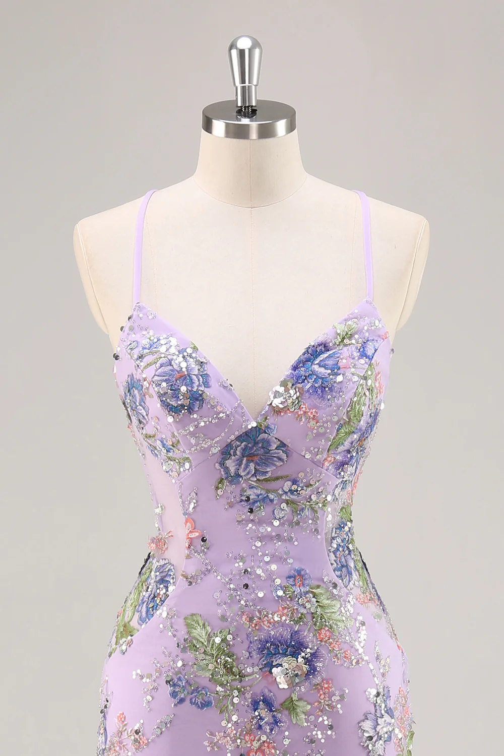Sequins Mermaid Spaghetti Straps Pink Prom Dress with Appliques - Image 23
