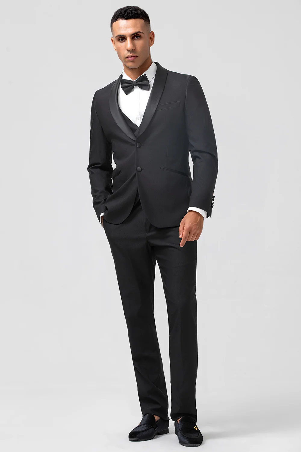 Black Shawl Lapel Single Breasted 3 Pieces Men's Suits - Image 3