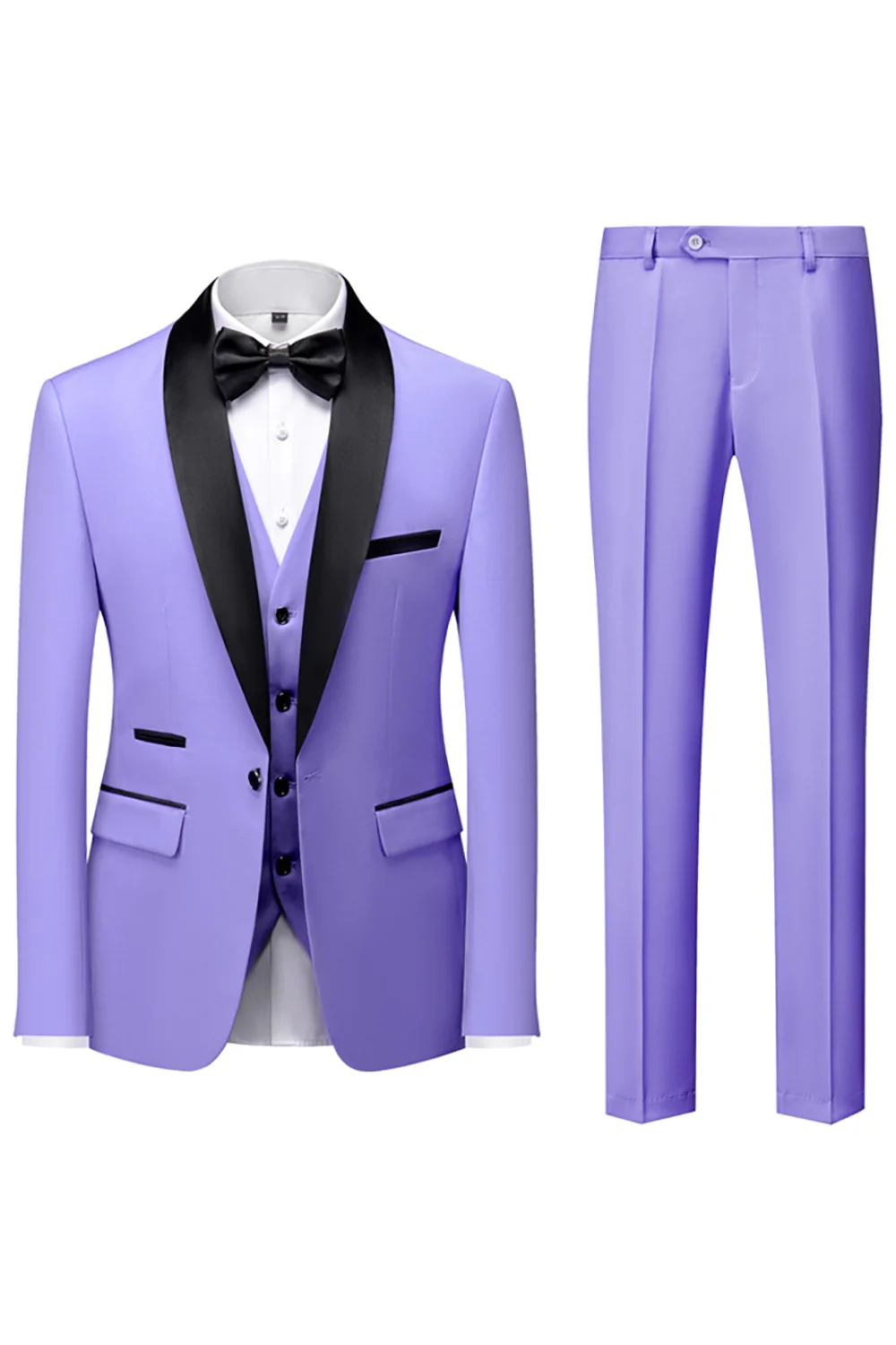 Black Shawl Lapel Three-Pieces Men's Suits - Image 12