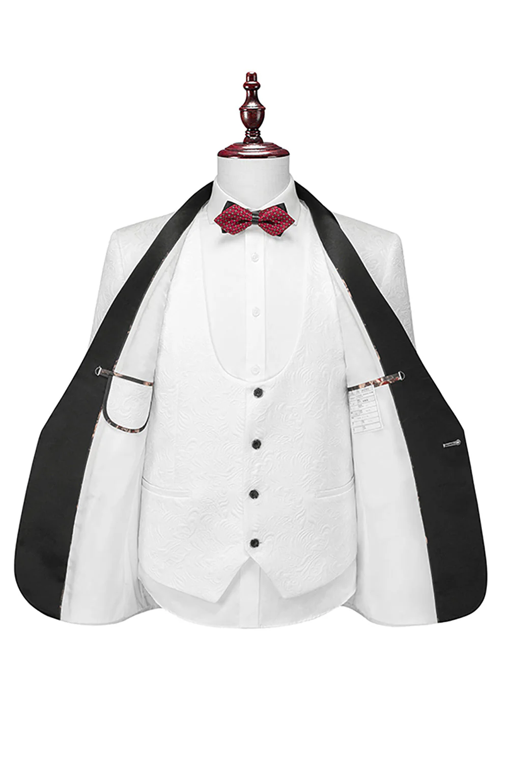 Shawl Lapel White Three-Piece Men's Suits - Image 3