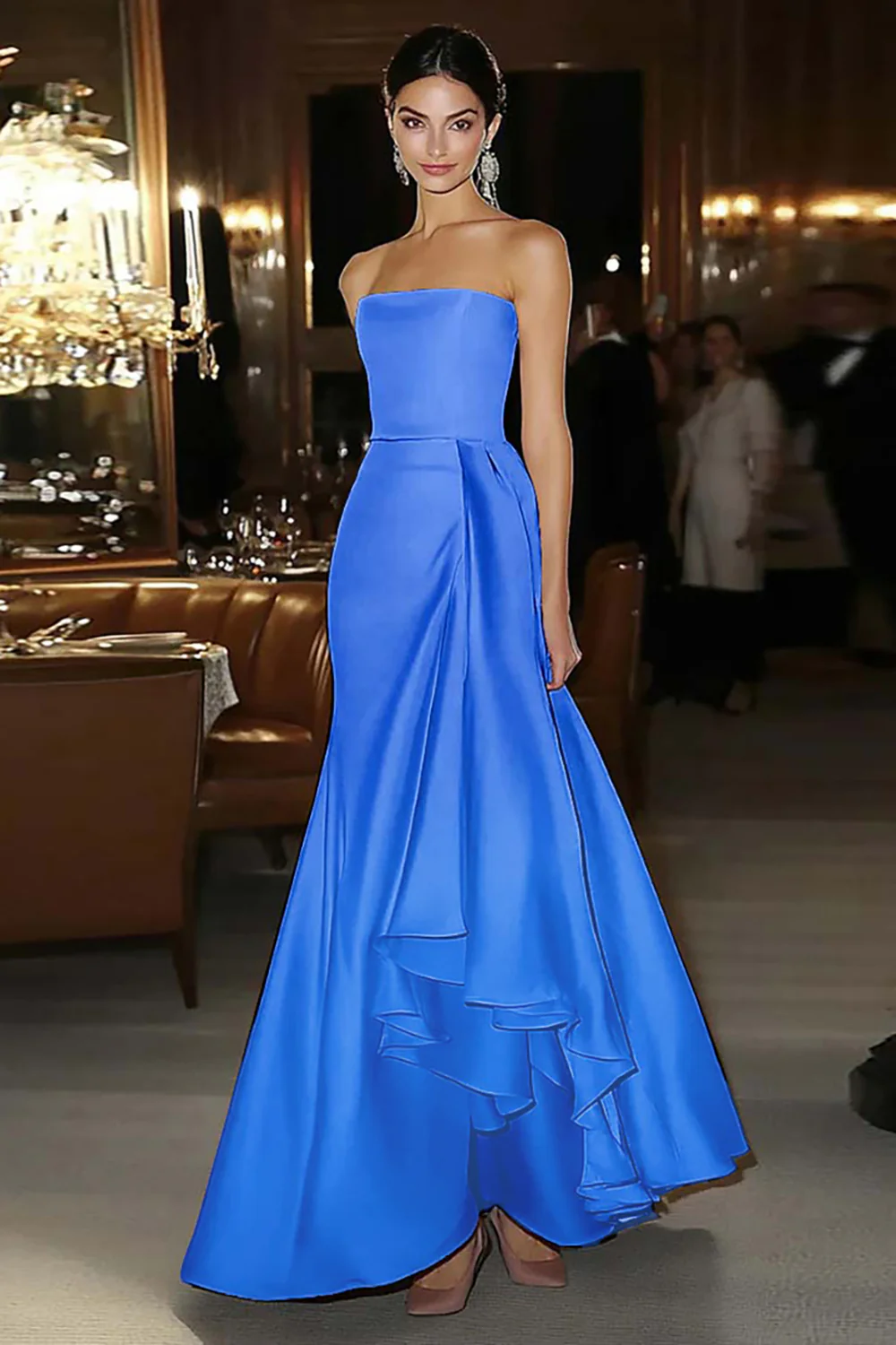 Sheath Pink Satin Strapless Gala Dress - Image 11