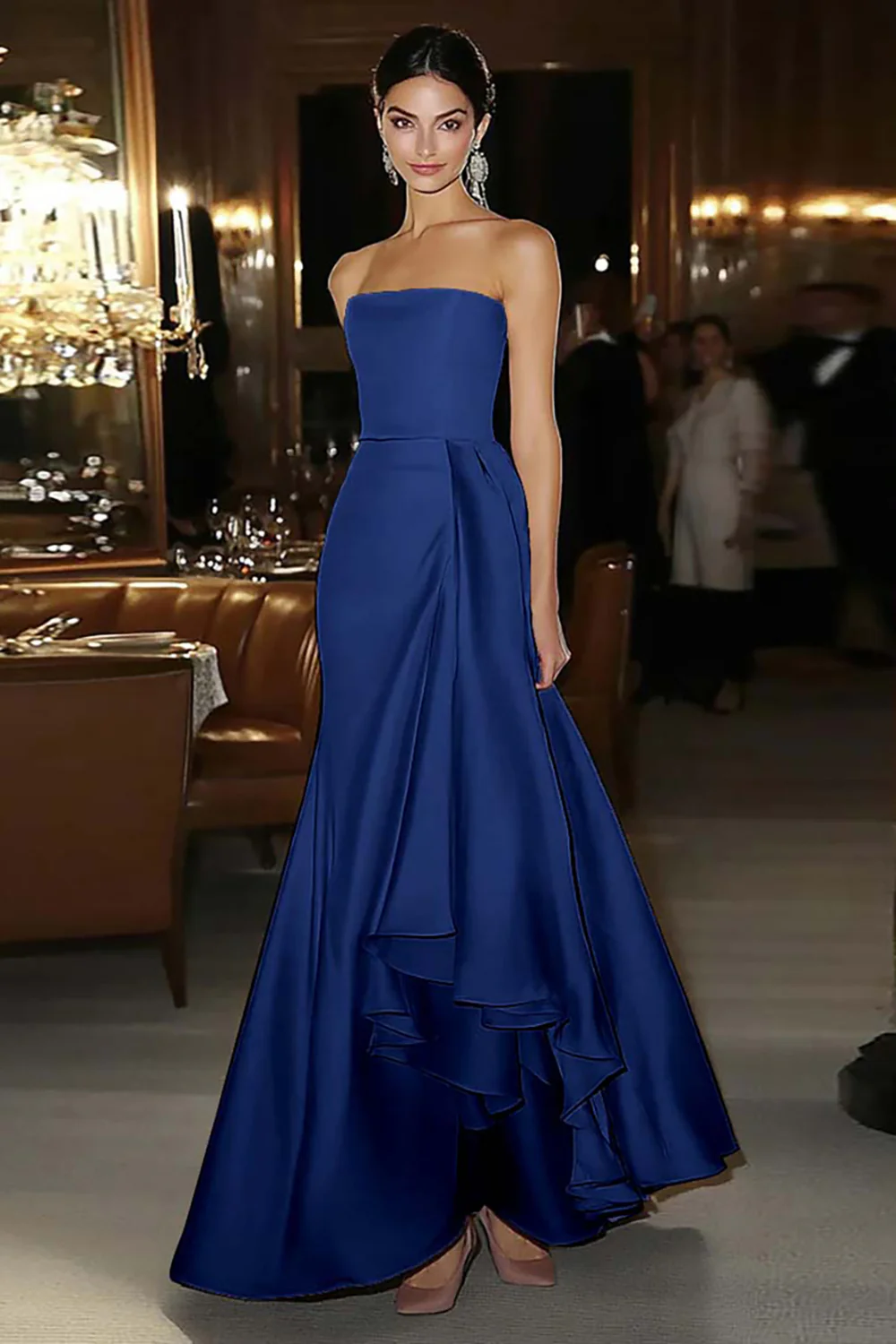 Sheath Pink Satin Strapless Gala Dress - Image 6