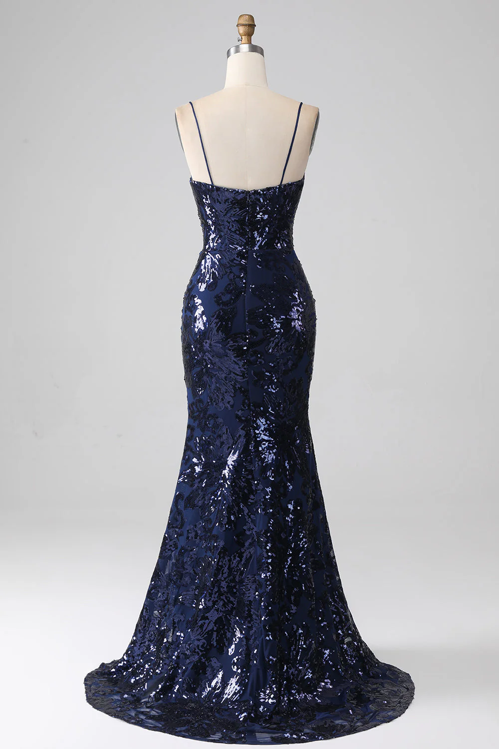 Shimmering Sequin Mermaid Spaghetti Strap Prom Dress with Slit - Image 2